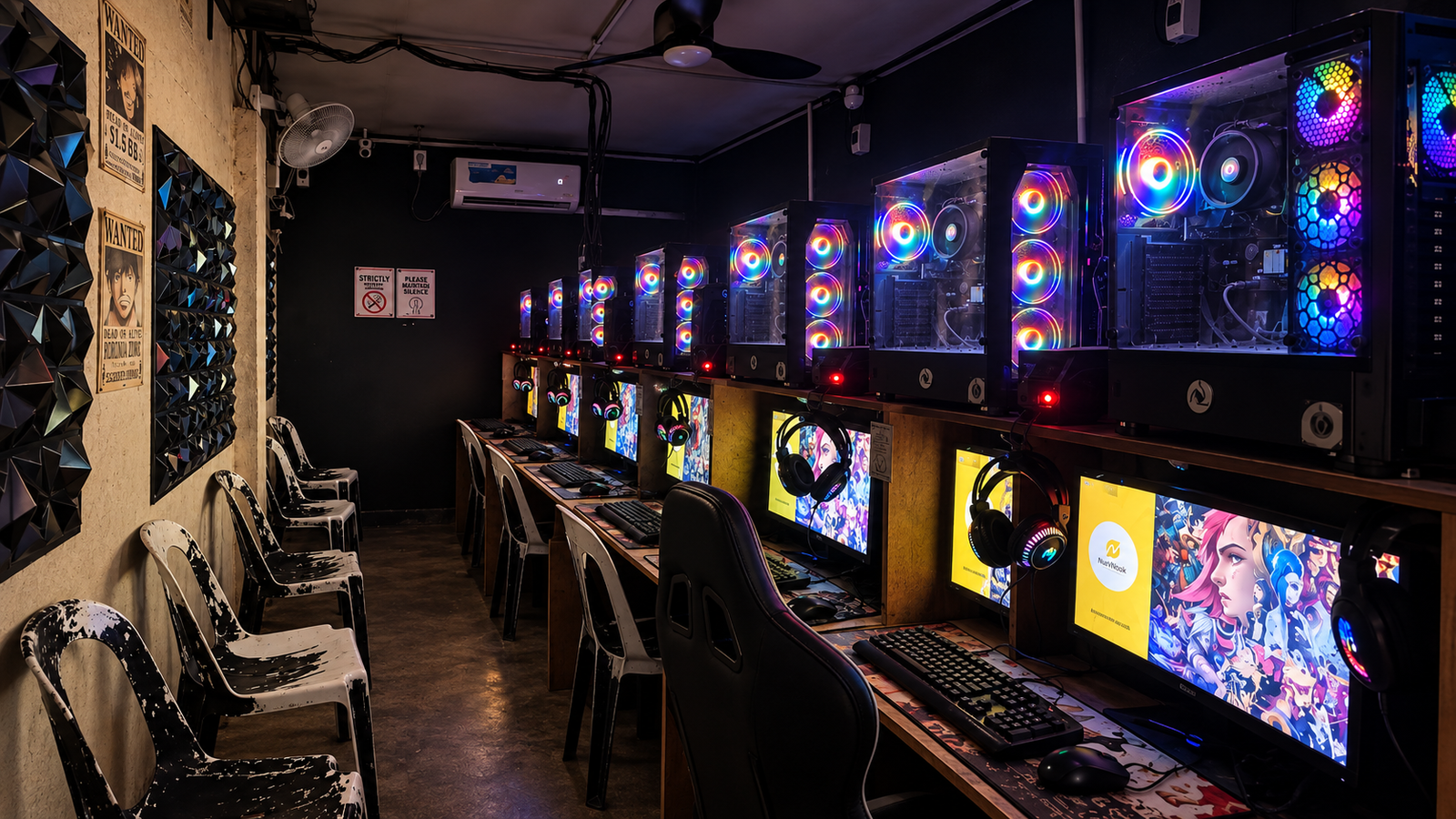 Gaming stations inside Netnook Cyber Cafe